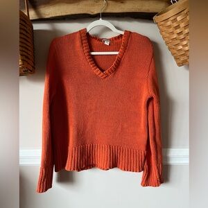 90s Y2K Vintage Spunky Orange Sweater 100% Cotton Made in USA Medium Holiday